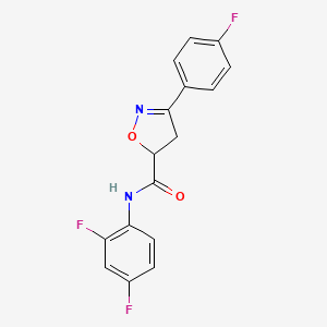 molecular formula C16H11F3N2O2 B4566829 N-(2,4-difluorophenyl)-3-(4-fluorophenyl)-4,5-dihydro-1,2-oxazole-5-carboxamide 