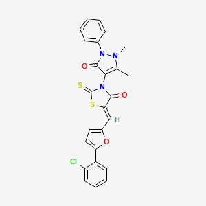 (5Z)-5-{[5-(2-Chlorophenyl)furan-2-YL]methylidene}-3-(1,5-dimethyl-3-oxo-2-phenyl-2,3-dihydro-1H-pyrazol-4-YL)-2-sulfanylidene-1,3-thiazolidin-4-one