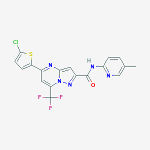 molecular formula C18H11ClF3N5OS B456687 5-(5-chlorothiophen-2-yl)-N-(5-methylpyridin-2-yl)-7-(trifluoromethyl)pyrazolo[1,5-a]pyrimidine-2-carboxamide 