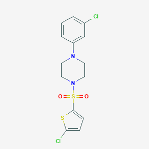 molecular formula C14H14Cl2N2O2S2 B456693 1-(3-Chlorophenyl)-4-[(5-chloro-2-thienyl)sulfonyl]piperazine 