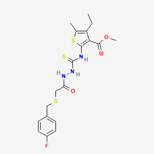 methyl 4-ethyl-2-{[(2-{[(4-fluorobenzyl)thio]acetyl}hydrazino)carbonothioyl]amino}-5-methyl-3-thiophenecarboxylate