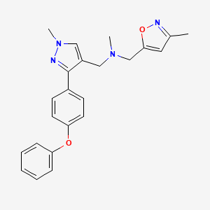 molecular formula C23H24N4O2 B4567021 N-methyl-1-(3-methyl-5-isoxazolyl)-N-{[1-methyl-3-(4-phenoxyphenyl)-1H-pyrazol-4-yl]methyl}methanamine 