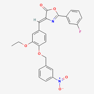 (4Z)-4-[[3-ethoxy-4-[(3-nitrophenyl)methoxy]phenyl]methylidene]-2-(3-fluorophenyl)-1,3-oxazol-5-one