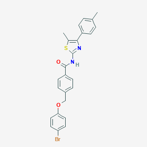 molecular formula C25H21BrN2O2S B456707 4-[(4-bromophenoxy)methyl]-N-[5-methyl-4-(4-methylphenyl)-1,3-thiazol-2-yl]benzamide 