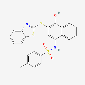 molecular formula C24H18N2O3S3 B4567097 N-[3-(1,3-BENZOTHIAZOL-2-YLSULFANYL)-4-HYDROXYNAPHTHALEN-1-YL]-4-METHYLBENZENE-1-SULFONAMIDE 