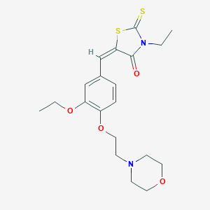 molecular formula C20H26N2O4S2 B456711 5-{3-Ethoxy-4-[2-(4-morpholinyl)ethoxy]benzylidene}-3-ethyl-2-thioxo-1,3-thiazolidin-4-one 