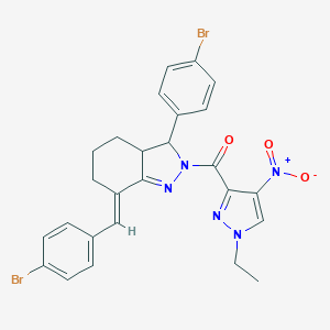 7-(4-bromobenzylidene)-3-(4-bromophenyl)-2-({1-ethyl-4-nitro-1H-pyrazol-3-yl}carbonyl)-3,3a,4,5,6,7-hexahydro-2H-indazole