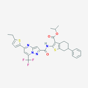 Isopropyl 2-({[5-(5-ethyl-2-thienyl)-7-(trifluoromethyl)pyrazolo[1,5-a]pyrimidin-2-yl]carbonyl}amino)-6-phenyl-4,5,6,7-tetrahydro-1-benzothiophene-3-carboxylate