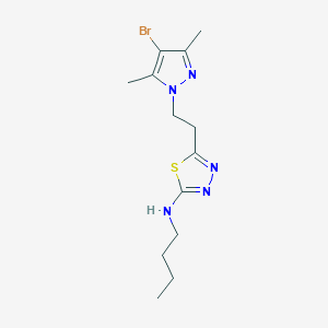 molecular formula C13H20BrN5S B456727 5-[2-(4-bromo-3,5-dimethyl-1H-pyrazol-1-yl)ethyl]-N-butyl-1,3,4-thiadiazol-2-amine 