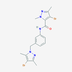 molecular formula C18H19Br2N5O B456728 4-bromo-N-{3-[(4-bromo-3,5-dimethyl-1H-pyrazol-1-yl)methyl]phenyl}-1,3-dimethyl-1H-pyrazole-5-carboxamide 