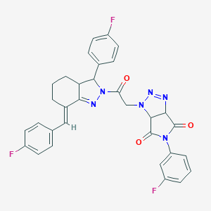 1-{2-[7-(4-fluorobenzylidene)-3-(4-fluorophenyl)-3,3a,4,5,6,7-hexahydro-2H-indazol-2-yl]-2-oxoethyl}-5-(3-fluorophenyl)-3a,6a-dihydropyrrolo[3,4-d][1,2,3]triazole-4,6(1H,5H)-dione