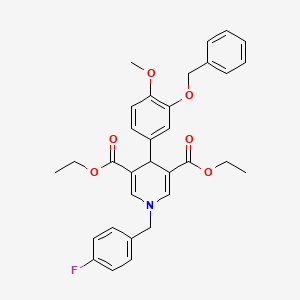 3,5-DIETHYL 4-[3-(BENZYLOXY)-4-METHOXYPHENYL]-1-[(4-FLUOROPHENYL)METHYL]-1,4-DIHYDROPYRIDINE-3,5-DICARBOXYLATE