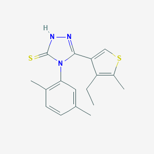 molecular formula C17H19N3S2 B456739 4-(2,5-dimethylphenyl)-5-(4-ethyl-5-methyl-3-thienyl)-4H-1,2,4-triazol-3-yl hydrosulfide 