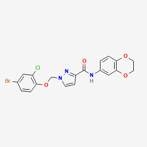 molecular formula C19H15BrClN3O4 B4567441 1-[(4-bromo-2-chlorophenoxy)methyl]-N-(2,3-dihydro-1,4-benzodioxin-6-yl)-1H-pyrazole-3-carboxamide 