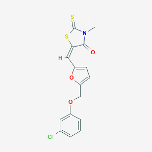 molecular formula C17H14ClNO3S2 B456745 5-({5-[(3-Chlorophenoxy)methyl]-2-furyl}methylene)-3-ethyl-2-thioxo-1,3-thiazolidin-4-one 
