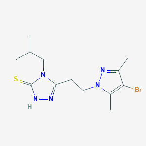molecular formula C13H20BrN5S B456746 5-[2-(4-bromo-3,5-dimethyl-1H-pyrazol-1-yl)ethyl]-4-isobutyl-4H-1,2,4-triazole-3-thiol 