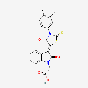 {(3Z)-3-[3-(3,4-dimethylphenyl)-4-oxo-2-thioxo-1,3-thiazolidin-5-ylidene]-2-oxo-2,3-dihydro-1H-indol-1-yl}acetic acid