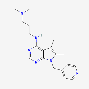 molecular formula C19H26N6 B4567468 N'-[5,6-dimethyl-7-(4-pyridinylmethyl)-7H-pyrrolo[2,3-d]pyrimidin-4-yl]-N,N-dimethyl-1,3-propanediamine 