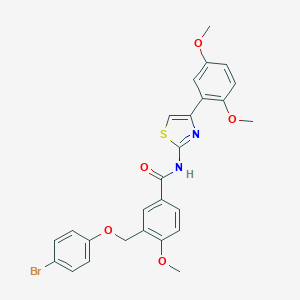 molecular formula C26H23BrN2O5S B456747 3-[(4-bromophenoxy)methyl]-N-[4-(2,5-dimethoxyphenyl)-1,3-thiazol-2-yl]-4-methoxybenzamide 