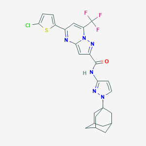 molecular formula C25H22ClF3N6OS B456748 N-[1-(1-adamantyl)-1H-pyrazol-3-yl]-5-(5-chloro-2-thienyl)-7-(trifluoromethyl)pyrazolo[1,5-a]pyrimidine-2-carboxamide 