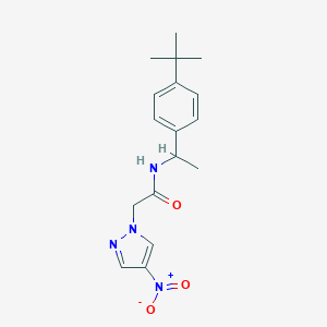 molecular formula C17H22N4O3 B456752 N-[1-(4-tert-butylphenyl)ethyl]-2-{4-nitro-1H-pyrazol-1-yl}acetamide 