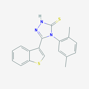 molecular formula C18H15N3S2 B456755 5-(1-benzothien-3-yl)-4-(2,5-dimethylphenyl)-4H-1,2,4-triazole-3-thiol 