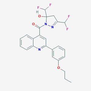 3,5-bis(difluoromethyl)-1-{[2-(3-propoxyphenyl)-4-quinolinyl]carbonyl}-4,5-dihydro-1H-pyrazol-5-ol