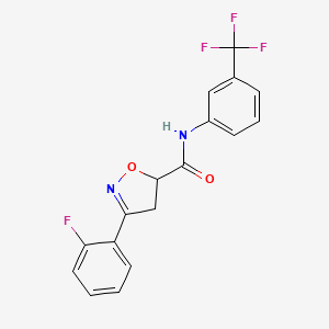 molecular formula C17H12F4N2O2 B4567603 3-(2-fluorophenyl)-N-[3-(trifluoromethyl)phenyl]-4,5-dihydro-1,2-oxazole-5-carboxamide 