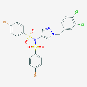 molecular formula C22H15Br2Cl2N3O4S2 B456764 4-bromo-N-[(4-bromophenyl)sulfonyl]-N-[1-(3,4-dichlorobenzyl)-1H-pyrazol-4-yl]benzenesulfonamide 