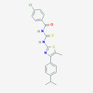 molecular formula C21H20ClN3OS2 B456765 N-(4-chlorobenzoyl)-N'-[4-(4-isopropylphenyl)-5-methyl-1,3-thiazol-2-yl]thiourea 