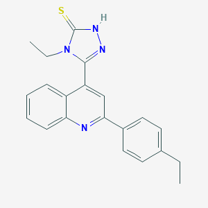 molecular formula C21H20N4S B456767 4-ethyl-5-[2-(4-ethylphenyl)-4-quinolinyl]-4H-1,2,4-triazole-3-thiol 