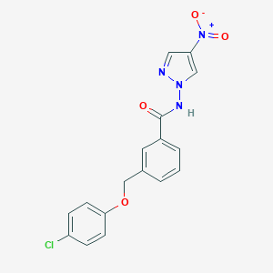 3-[(4-chlorophenoxy)methyl]-N-(4-nitro-1H-pyrazol-1-yl)benzamide