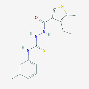 molecular formula C16H19N3OS2 B456772 2-[(4-ethyl-5-methyl-3-thienyl)carbonyl]-N-(3-methylphenyl)hydrazinecarbothioamide 