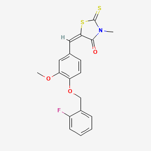 (5E)-5-({4-[(2-FLUOROPHENYL)METHOXY]-3-METHOXYPHENYL}METHYLIDENE)-3-METHYL-2-SULFANYLIDENE-1,3-THIAZOLIDIN-4-ONE