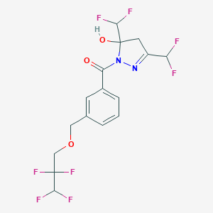 molecular formula C16H14F8N2O3 B456776 3,5-bis(difluoromethyl)-1-{3-[(2,2,3,3-tetrafluoropropoxy)methyl]benzoyl}-4,5-dihydro-1H-pyrazol-5-ol 
