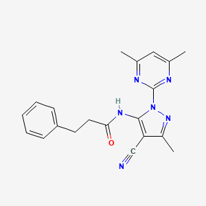 N-[4-cyano-1-(4,6-dimethylpyrimidin-2-yl)-3-methyl-1H-pyrazol-5-yl]-3-phenylpropanamide