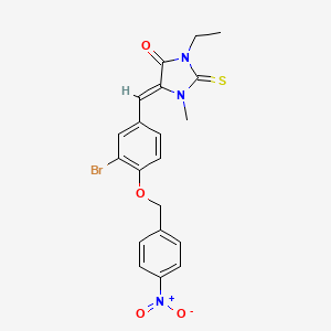 molecular formula C20H18BrN3O4S B4567788 5-{3-bromo-4-[(4-nitrobenzyl)oxy]benzylidene}-3-ethyl-1-methyl-2-thioxo-4-imidazolidinone 