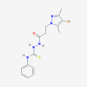 molecular formula C15H18BrN5OS B456780 2-[3-(4-bromo-3,5-dimethyl-1H-pyrazol-1-yl)propanoyl]-N-phenylhydrazinecarbothioamide 