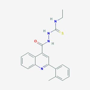 molecular formula C20H20N4OS B456784 N-ethyl-2-{[2-(2-methylphenyl)-4-quinolinyl]carbonyl}hydrazinecarbothioamide 