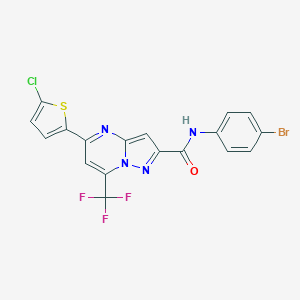 molecular formula C18H9BrClF3N4OS B456787 N-(4-bromophenyl)-5-(5-chlorothiophen-2-yl)-7-(trifluoromethyl)pyrazolo[1,5-a]pyrimidine-2-carboxamide 