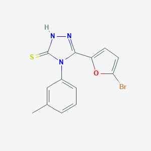 molecular formula C13H10BrN3OS B456794 5-(5-bromo-2-furyl)-4-(3-methylphenyl)-4H-1,2,4-triazol-3-yl hydrosulfide 