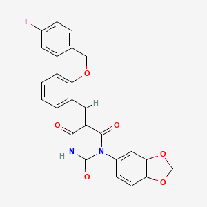 1-(1,3-benzodioxol-5-yl)-5-{2-[(4-fluorobenzyl)oxy]benzylidene}-2,4,6(1H,3H,5H)-pyrimidinetrione