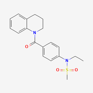 molecular formula C19H22N2O3S B4567967 N-[4-(3,4-dihydro-1(2H)-quinolinylcarbonyl)phenyl]-N-ethylmethanesulfonamide 