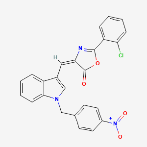 molecular formula C25H16ClN3O4 B4567997 (4E)-2-(2-chlorophenyl)-4-[[1-[(4-nitrophenyl)methyl]indol-3-yl]methylidene]-1,3-oxazol-5-one 