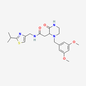 molecular formula C22H30N4O4S B4568061 2-[1-(3,5-dimethoxybenzyl)-3-oxo-2-piperazinyl]-N-[(2-isopropyl-1,3-thiazol-4-yl)methyl]acetamide 