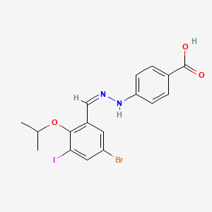 molecular formula C17H16BrIN2O3 B4568070 4-{2-[(Z)-1-(5-BROMO-3-IODO-2-ISOPROPOXYPHENYL)METHYLIDENE]HYDRAZINO}BENZOIC ACID 