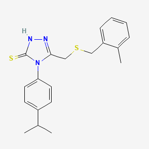 molecular formula C20H23N3S2 B4568087 4-(4-isopropylphenyl)-5-{[(2-methylbenzyl)thio]methyl}-4H-1,2,4-triazole-3-thiol 