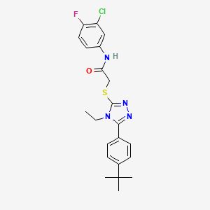 molecular formula C22H24ClFN4OS B4568166 2-{[5-(4-tert-butylphenyl)-4-ethyl-4H-1,2,4-triazol-3-yl]thio}-N-(3-chloro-4-fluorophenyl)acetamide 