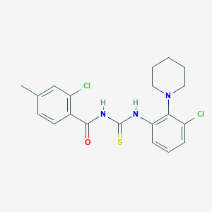 molecular formula C20H21Cl2N3OS B4568168 2-chloro-N-({[3-chloro-2-(1-piperidinyl)phenyl]amino}carbonothioyl)-4-methylbenzamide 