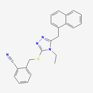 molecular formula C23H20N4S B4568232 2-({[4-ethyl-5-(naphthalen-1-ylmethyl)-4H-1,2,4-triazol-3-yl]sulfanyl}methyl)benzonitrile 